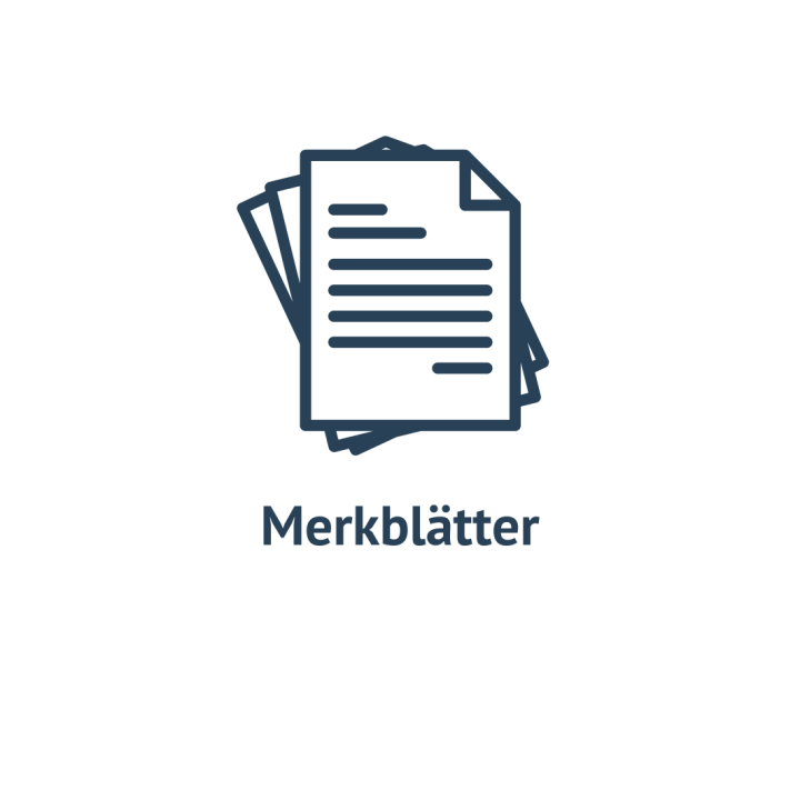 Icon, auf dem steht: Merkblätter